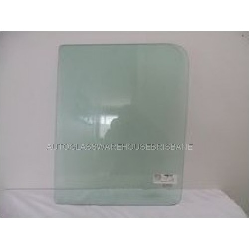 NISSAN UD PK265/500 SERIES - 10/1995 to 7/2011 - NARROW CAB - TRUCK - LEFT SIDE FRONT DOOR GLASS (1/4 IN FRONT) - 620H x 495W - RADIUS 75mm - NEW
