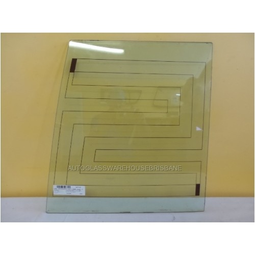 suitable for TOYOTA LANDCRUISER 76-79 SERIES - 3/2007 to CURRENT - 5DR WAGON - LEFT SIDE REAR BARN DOOR GLASS - HEATED - GREEN - 486 x 460W BOTTOM - N