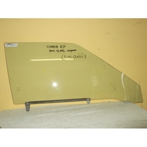 MITSUBISHI CORDIA - 3DR HAT 4/1983>1989 - DRIVERS - RIGHT SIDE - FRONT DOOR GLASS (import 960w) - (Second-hand)