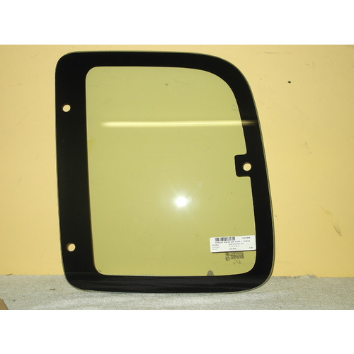 suitable for TOYOTA HILUX RZN140 - 10/1997 to 3/2005 - 2DR XTRA CAB - PASSENGERS - LEFT SIDE FLIPPER GLASS - 3 HOLES - GREEN - NEW
