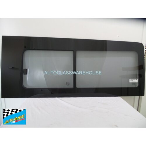 VOLKSWAGEN CRAFTER - 8/2017 to CURRENT - MWB VAN ONLY- LEFT SIDE REAR SLIDING WINDOW GLASS (1510 x 635 FRONT EDGE) - NEW
