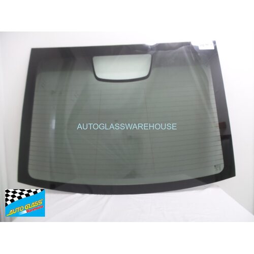 HOLDEN COMMODORE VF - 1/2013 TO 12/2017 - 4DR SEDAN - REAR WINDSCREEN GLASS - WITH BUTTON - 1 LINE - 1230W X 840H - (SECOND-HAND)