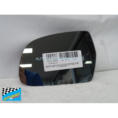 AUDI A4 B8 - 4/2008 TO 12/2015 - 4DR SEDAN - PASSENGERS - LEFT SIDE MIRROR - GENUINE CURVED 19392 WITH BACKING PLATE - 185MM X 115MM - (SECOND-HAND)