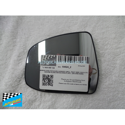 MIRROR FORD FOCUS (MK3) MONDEO (MK4) - RIGHT SIDE 2128.34.379 - GENUINE GLASS AND BACKING PLATE - (SECOND-HAND)