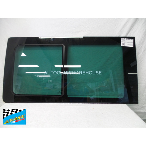 VOLKSWAGEN CARAVELLE/MULTIVAN T5/T6 (PEOPLE MOVER) 2010 to 2015 - LEFT SIDE FRONT CARGO SLIDING WINDOW GLASS (GLASS IN GLASS - OEM) - DARK GREEN - NEW