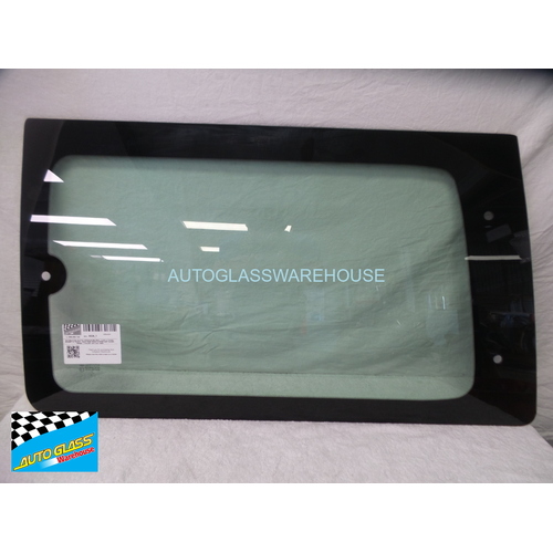 SUITABLE FOR TOYOTA TOWNACE SBV SR40 - 1/1997 to 10/2004 - (BONNET AT FRONT) - DRIVERS -  RIGHT SIDE FRONT FLIPPER CARGO GLASS - GREEN - 3 HOLES - NEW